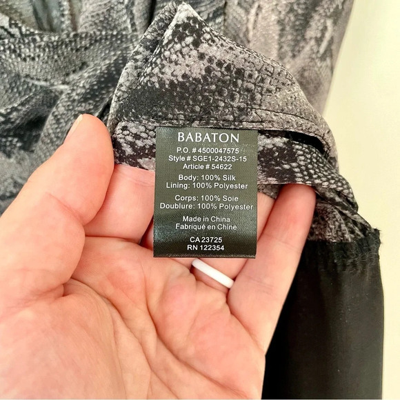 Aritzia Babaton Reptile Print 100% Silk Blouse Y2K Babydoll Size Medium - Picture 7 of 8